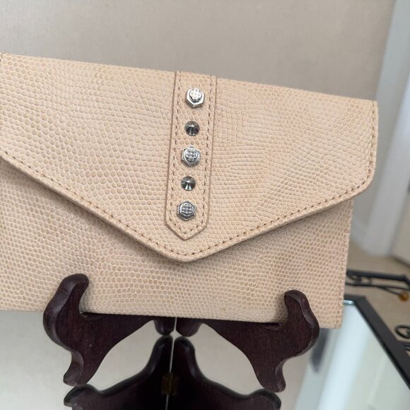 Danielle Nicole Envelope Crossbody Tan Faux Leather Studded with Chain Strap - Picture 3 of 13